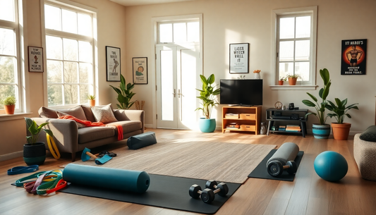 Affordable home gym setup with basic equipment like dumbbells and resistance bands ideal for fitness enthusiasts on a budget