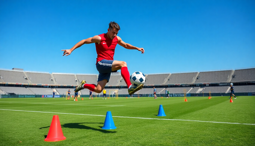 training in the soccer field