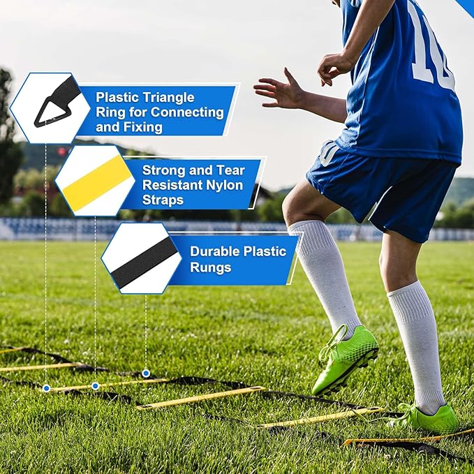 Man Using Agility Ladder on Lawn