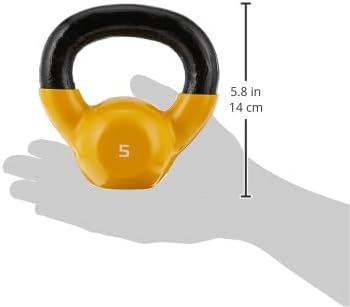 SPRI Kettlebell Weights Deluxe Cast Iron Vinyl Coated Comfort Grip Wide Handle Color Coded Kettlebell Weight Set