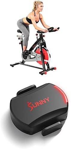 Sunny Health & Fitness Heavy-Duty Indoor Stationary Exercise Bike, 4-Way Adjustable Seat for Cycling Cardio workout at Home, Optional 49 LB Flywheel & Exclusive SunnyFit App Enhanced Bluetooth Link