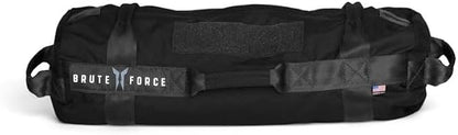 Brute Force Athlete Sandbag, Adjustable, Weighted Heavy Bag, Workout Equipment for Home Gym, Strength Training and Weight Lifting, Sandbags for Working Out, Made in USA, Black, 25-75 lbs