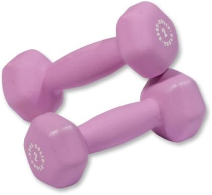 Body-Solid Tools (BSTND2PR) Neoprene Dumbbell for Weight and Aerobic Training, Pilates & Physical Therapy, Hand Weights Set for Women, Free Weights Hex End Dumbbells, Light Purple, 2lbs. Pair