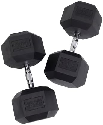 Body-Solid Rubber Coated Hexagon Dumbbells, Hand Weights For Men and Women, Weights Dumbbell for Strength Training, Body Building Home Gym Training Gear