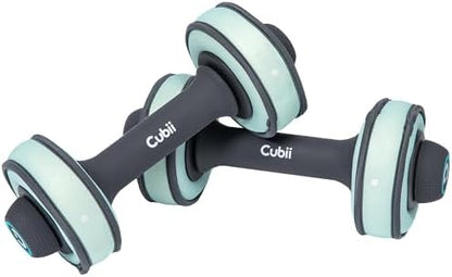 Cubii Build Adjustable Dumbbell Set - Includes Two Adjustable Hand Weight Dumbbells Plus 4 Cubii 1 lb SoftRings Free Weights with Fast and Easy Exercise Weight Adjust for Women and Men Strength