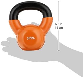 SPRI Kettlebell Weights Deluxe Cast Iron Vinyl Coated Comfort Grip Wide Handle Color Coded Kettlebell Weight Set