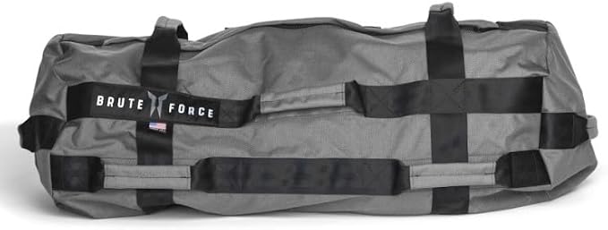 Brute Force Athlete Sandbag, Adjustable, Weighted Heavy Bag, Workout Equipment for Home Gym, Strength Training and Weight Lifting, Sandbags for Working Out, Made in USA, Gunmetal, 25-75 lbs