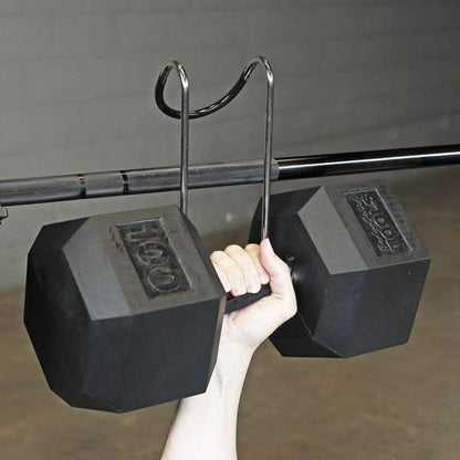 Body-Solid Tools Dumbbell Spotter Hooks - Perfect for Connecting and Hanging Dumbbells to Barbells