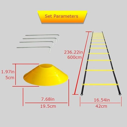 Agility Ladder Speed Training 12 Rung 20Ft Agility 4 Agility 12 Disc 5Pcs Resistance