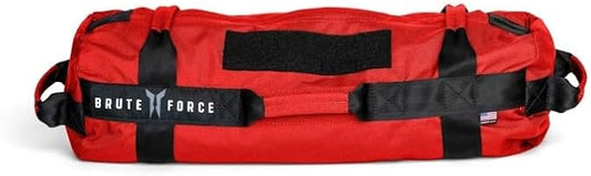 Brute Force Athlete Sandbag, Adjustable, Weighted Heavy Bag, Workout Equipment for Home Gym, Strength Training and Weight Lifting, Sandbags for Working Out, Made in USA, Red, 25-75 lbs