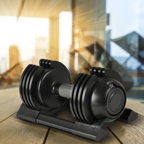 Adjustable 52LBS Dumbbells with Easy Weight Change, Non-Slip Handles, Safe Locking System, Steel Dumbbells Space-Saving Design with Bottom Tray, Fitness for Men Women Home Workouts