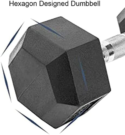 THUNDERBAY Rubber Coated Cast Iron Hex Dumbbell Weights(in