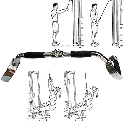 Press Down Bar Cable Attachment LAT Pull Down Bar Pull Down Machine Attachments V-shaped Bars with Rubber Handgrips & Revolving Hanger