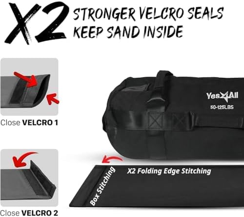 Yes4All Sandbags for Working Out, Adjustable Sand Bags for Weight Training with Handles, Multiple Colors & Sizes 5-200lbs