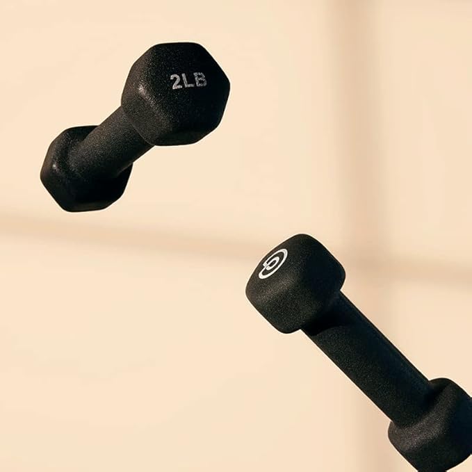 Pvolve 2lb Lightweight Neoprene Coated Dumbbell Set - Home Gym Fitness Equipment Designed For Comfart And To Fit Perfectly in the Palm of Your Hand