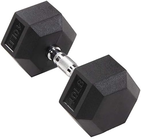 Signature Fitness Colored Rubber Encased Hex Dumbbell