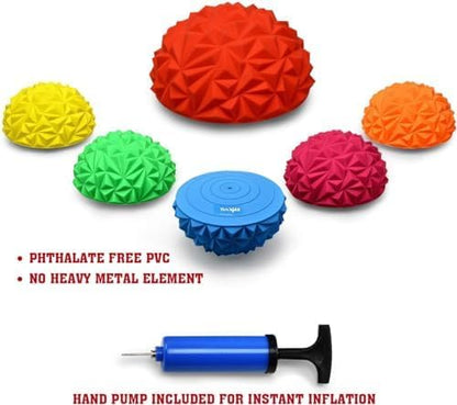 Yes4All Hedgehog Balance Pods for Exercise, Core Body Balancing, Balance Pods for Kids & Adults with Hand Pump - Set of 6