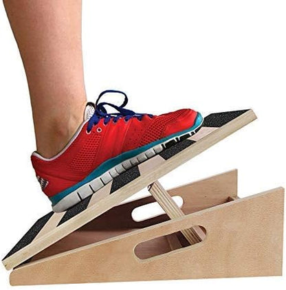 Professional Wooden Slant Board Calf Stretcher, Adjustable Incline Ankle Stretching Board, Extra Side Handle Design for Portability, 5 Positions Workout Board