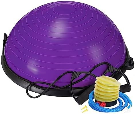 Half Balance Ball Trainer, Balance Beam for Core Exercise Equipment, Core Strength and Fitness, Includes Resistance Bands and Pump, Ideal for Home Gym Workout