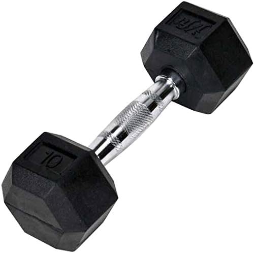 JFIT Rubber Hex Dumbbells - 8 Size Options - Hex Shaped Heads Prevent Rolling and Injury - Ergonomic Hand Weights for Exercise, Muscle, Strength and Weight Training