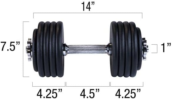 Body-Solid (BSTADBPR) Tools Adjustable Weight Dumbbell Set 5-45 lb