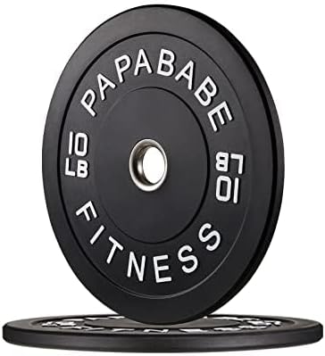 Papababe Bumper Plates, 2 Inch Olympic Weight Plates with Steel Hub Rubber Weights Plates for Weightlifting and Strength Training, Single, Pair & Set