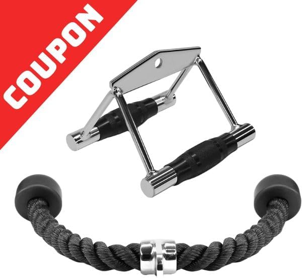 Yes4All Tricep Press Down Cable Machine Attachment Set, LAT Pulldown Attachment, Cable Machine Accessories for Home Gym