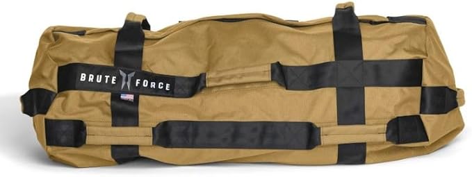 Brute Force Athlete Sandbag, Adjustable, Weighted Heavy Bag, Workout Equipment for Home Gym, Strength Training and Weight Lifting, Sandbags for Working Out, Made in USA, Desert Coyote, 25-75 lbs