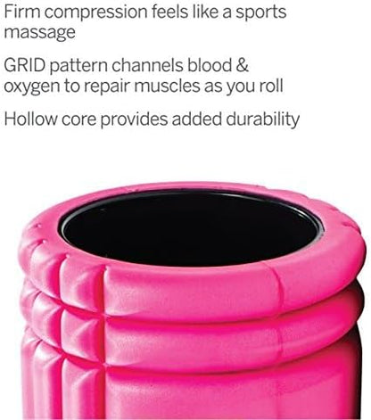 TRIGGERPOINT Performance Therapy Grid Foam Roller for Exercise, Deep Tissue Massage and Muscle Recovery, Original (13-Inch), Pink