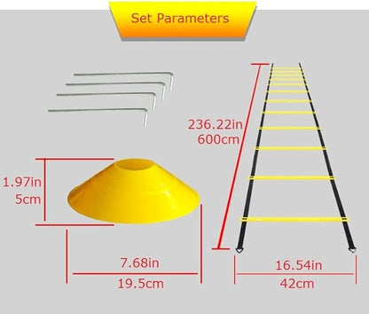 Speed Agility Training Set 12 Cones, 4 Steel 1 Skipping