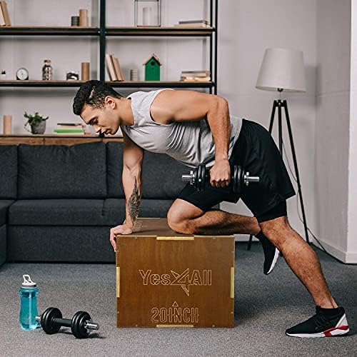 Yes4All 3-in-1 Wooden Plyo Box - Plyometric Jump Box for Home Gym and Outdoor Workouts, 450 lbs Box Jump