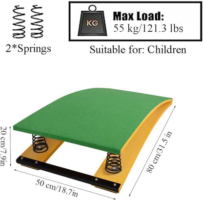 Children's Gymnastics Springboard Pedal, Built-in Thickened Spring, Wooden Board, Takeoff and Somersault Power Board Elastic Board (Size:Two Springs50*80 * 20cm,Color:Green)