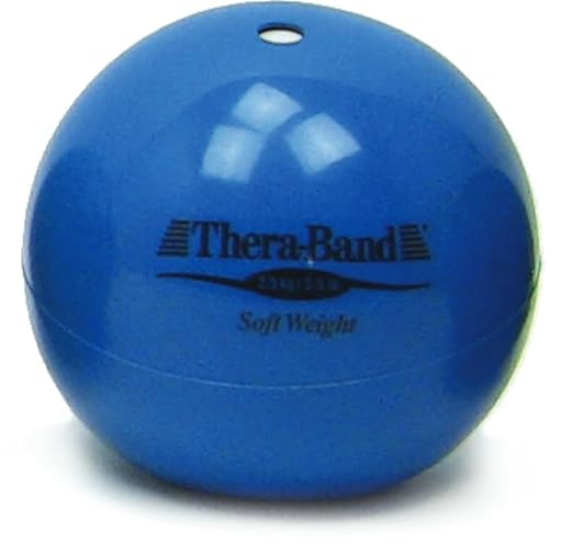 THERABAND Soft Weight, 4.5" Diameter, Weighted Balls for Baseball, Weighted Balls for Softball, Hand Held Ball Shaped Isotonic, Shoulder Strength, Rotator Cuff & Throwing Trainer, Blue, 5.5LB