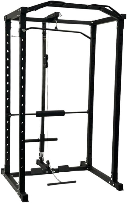 HulkFit Pro Series Multifunctional Adjustable Home Gym Exercise Equipment Power Cage Squat Rack with Attachments and Accessories for Bench Press, Squats, & Deadlifts - Multicolor