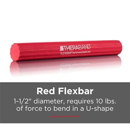 THERABAND FlexBar, Tennis Elbow Therapy Bar, Relieve Tendonitis Pain & Improve Grip Strength, Resistance Bar for Golfers Elbow & Tendinitis, Red, Light, Beginner