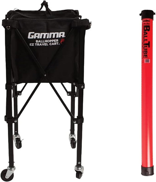 Gamma Sports EZ Travel Cart Pro, Portable Compact Design, Sturdy Lightweight Construction, 150 or 250 Capacity Available, Premium Carrying Case Included