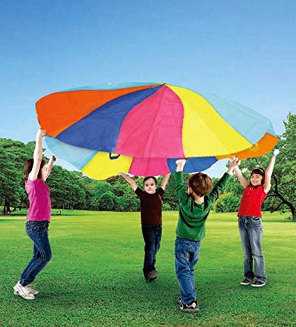 SPINFOX Play Parachute 6FT, 10FT, 20ft Play Parachute with Handles Multicolored Parachute for Kids, Kids Play Parachute for Indoor Outdoor Games Exercise Toy