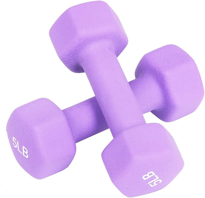 LANGXUN Colored Neoprene Coated Dumbbell Set with Rack 32Lb Set, 3 Lb 5 Lb 8 Lb