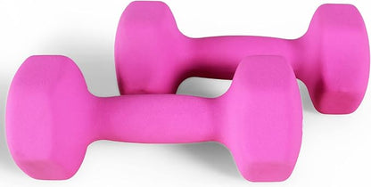 Signature Fitness Neoprene Dumbbell Hand Weights, Anti-Slip, Anti-roll, Hex Shape Colorful, Pair or Set with Stand