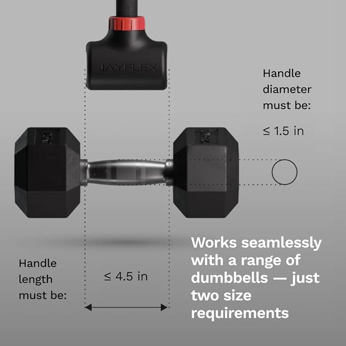 Jayflex Hyperbell Dumbbell Converter - Convert Dumbbells to Barbell Set and Kettlebell for Home Fitness - Adjustable & Up to 200 lb Capacity Weight Barbell for Weight Lifting