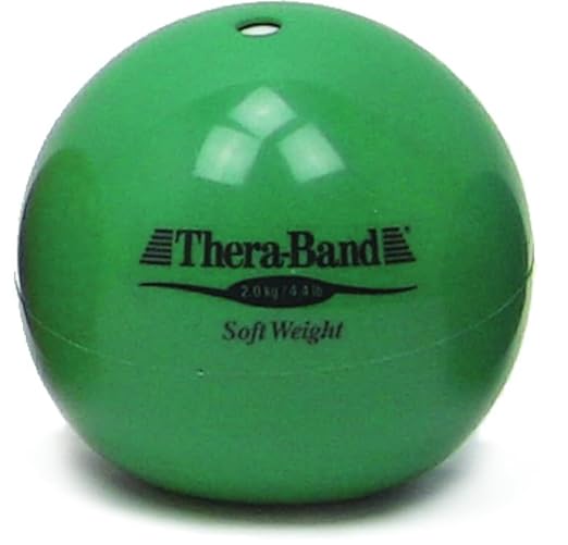 THERABAND Soft Weight, 4.5" Diameter, Weighted Balls for Baseball, Weighted Balls for Softball, Hand Held Ball Shaped Isotonic, Shoulder Strength, Rotator Cuff & Throwing Trainer, Green, 4.4LB