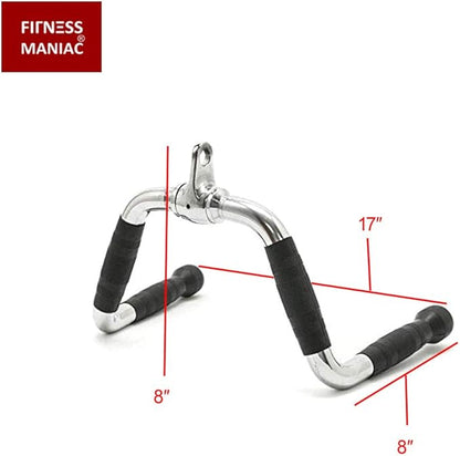 FITNESS MANIAC Home Gym Cable Attachment Handle Machine Exercise Chrome PressDown Strength Training Home Gym Attachments