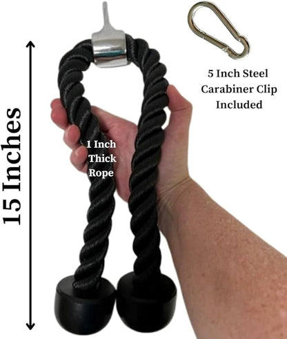 Evelots Tricep Rope Cable Attachment 28 Inch - Fitness Machine Pull Down Workout Rope with Steel Carabiner/Home Exercise Gym