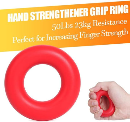 Grip Strength Trainer 7 Pack Adjustable Hand Gripper, Finger Stretcher Resistance Extensor Bands, Finger Exerciser, Grip Strength Ring & Stress Ball, Hand Grip Strengthener, Black