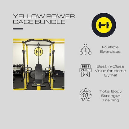 HulkFit Pro Series Multifunctional Adjustable Home Gym Exercise Equipment Power Cage Squat Rack with Attachments and Accessories for Bench Press, Squats, & Deadlifts - Multicolor