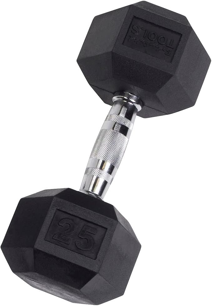 Body-Solid Rubber Coated Hexagon Dumbbells, Hand Weights For Men and Women, Weights Dumbbell for Strength Training, Body Building Home Gym Training Gear