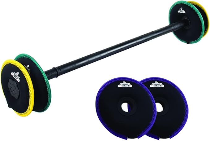 HYPERWEAR Adjustable Barbell Set with Soft Weight Plates, Expandable SoftBell System for Strength Training, Cardio, and Home Gym (35 lb Barbell, Up to 60 lbs Capacity)