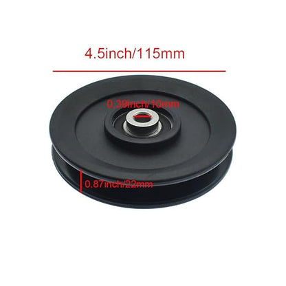 Universal Nylon Gym Cable Pulley Wheel 4.5 in/115MM Rotation 360 Degree Traction Bearing Pulley Wheel for Cable Machine Gym Equipment DIY Gym Pulley System Garage Door Home Gyms