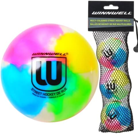 Winnwell Sports Street Hockey Balls - Indoor & Outdoor Balls with Storage Bag - Hockey Gear Ideal for Road, Or Street Hockey Games – 65mm & 50 Gram Weight