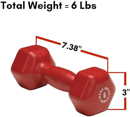 Body-Solid Tools Vinyl Dumbbell for Aerobic Training & Physical Therapy, Hand Weights for Women, Hex End Dumbbells